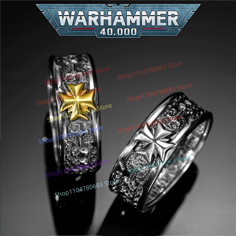 Board Game War - 40Kブラックテンプラーズ十字軍誓約指輪 高品質コレクタブルジュエリー、アニメゲームグッズコスプレアクセサリー男性向けギフト