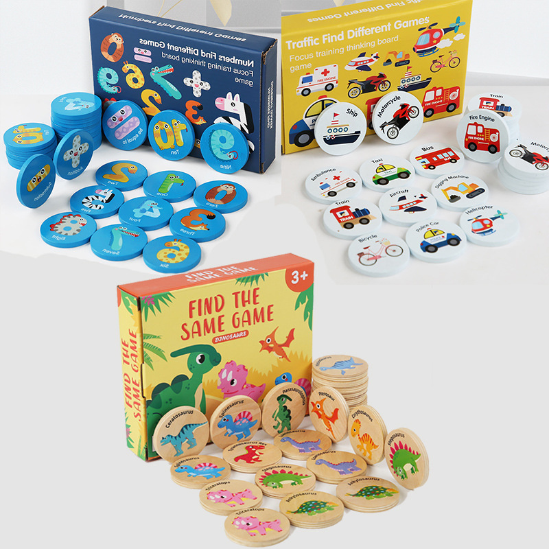 Board Game Life - 子供向け木製記憶ゲーム 恐竜交通認知ベビー記憶チェスおもちゃ 子供の集中力トレーニング木製知育玩具