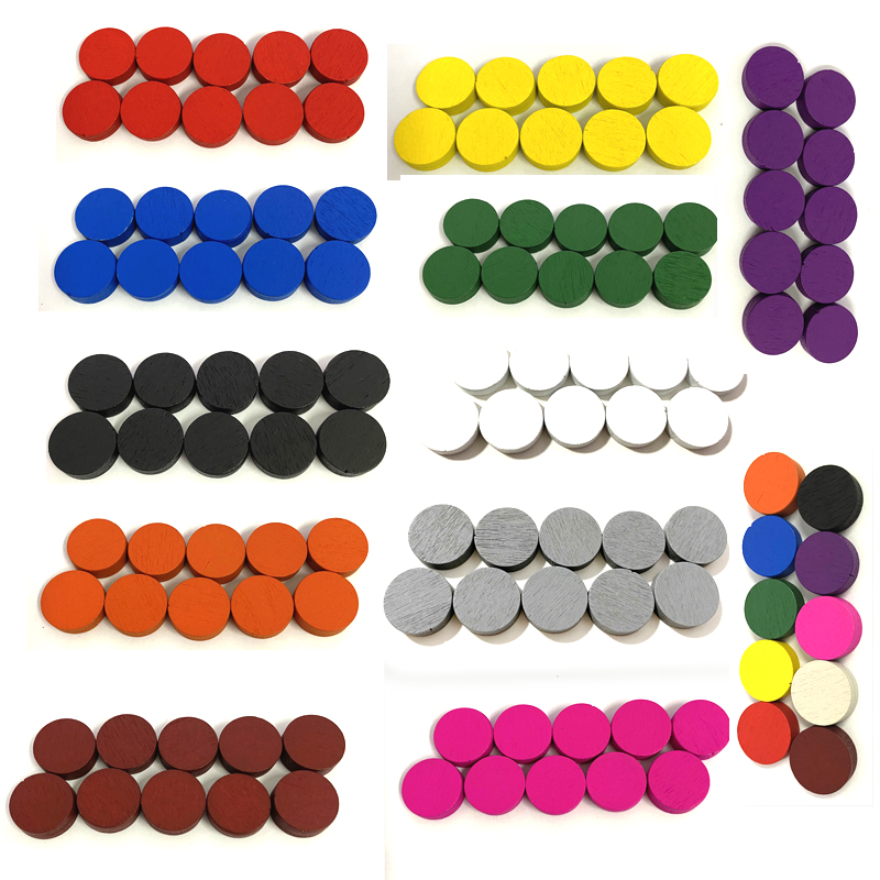 Board Game Harvest - 50 個 15*5 ミリメートル 11 色木製ディスクディスクポーンゲームピースカラフルなチェストーク用ボードゲームアクセサリー