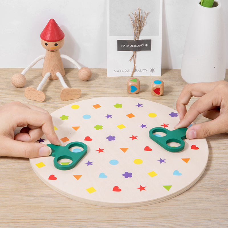 Board Game Dnd - モンテッソーリマッチングゲームボード、色と形の学習パズルおもちゃ、サイコロ付き集中力育成インタラクティブ教育ボードゲーム