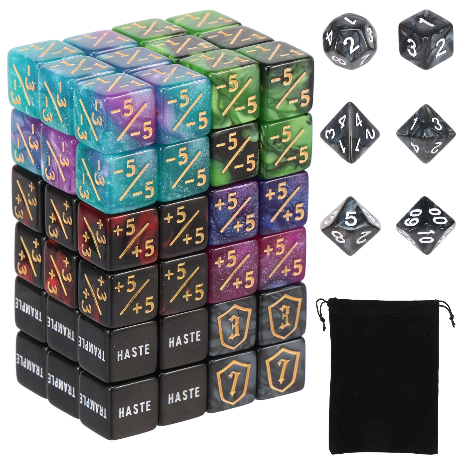 Game Token Counter - 78個入りMTGカウンターダイスセット キーワード付きカウンターダイス -1/+1トークン シールドライフカウンター 家族の集まり用カードゲームアクセサリー