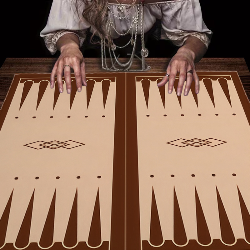 Board Game Harvest - 1pc ブラウンバックギャモンボードプリントタロットテーブルクロスゲームナイト用ホームデコレーション儀式祭壇用 75x75cm 90x90cm