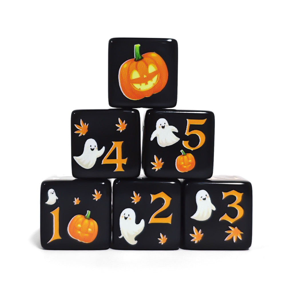Board Game Dnd - 12個入り 16MM ブラックアクリル D6 ダイス、ハロウィン パンプキン
