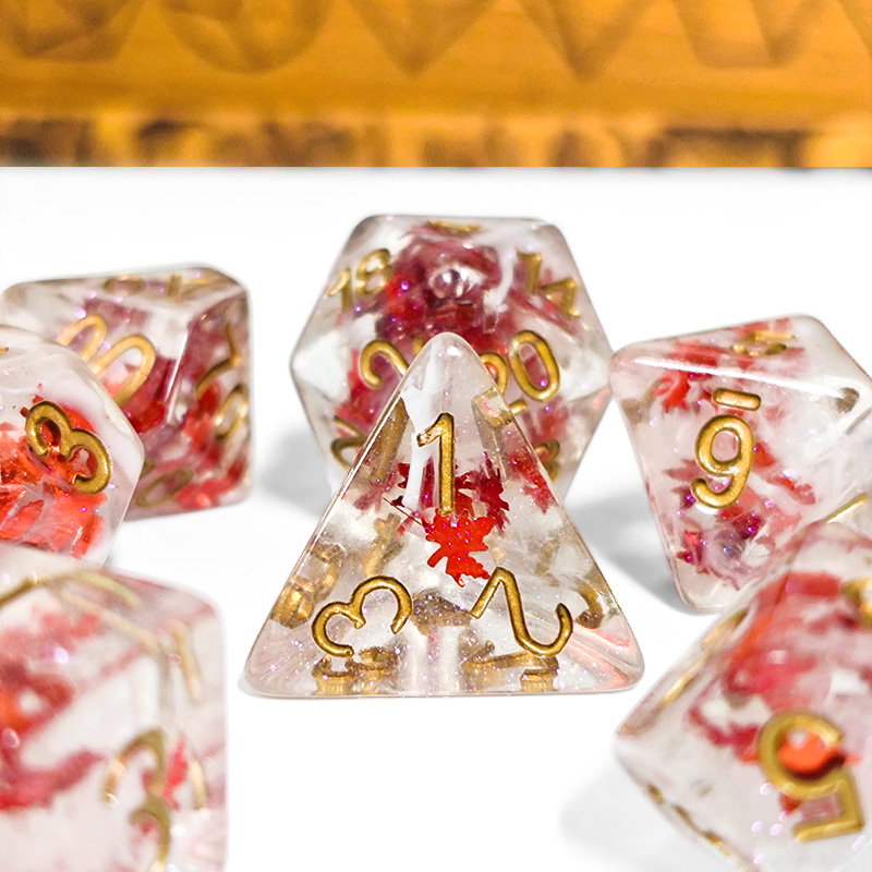 Board Game Dnd - 7 個 DND ダイス透明樹脂秋の紅葉多面体サイコロロールプレイングテーブルカード RPG ボードゲーム家の装飾