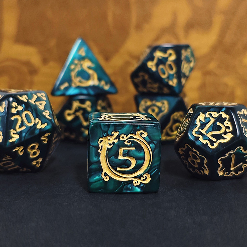 Board Game Dnd - 7 個 DND サイコロ 7 ピース/セットドラゴンパターン多面体サイコロロールプレイング