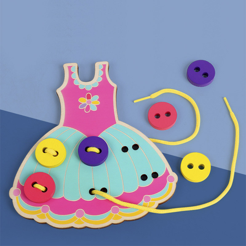 Board Game Life - 1 セット子供のモンテッソーリ学習基本的なライフスキル教材スカート服スレッディングボタン縫製ボードゲーム知育玩具