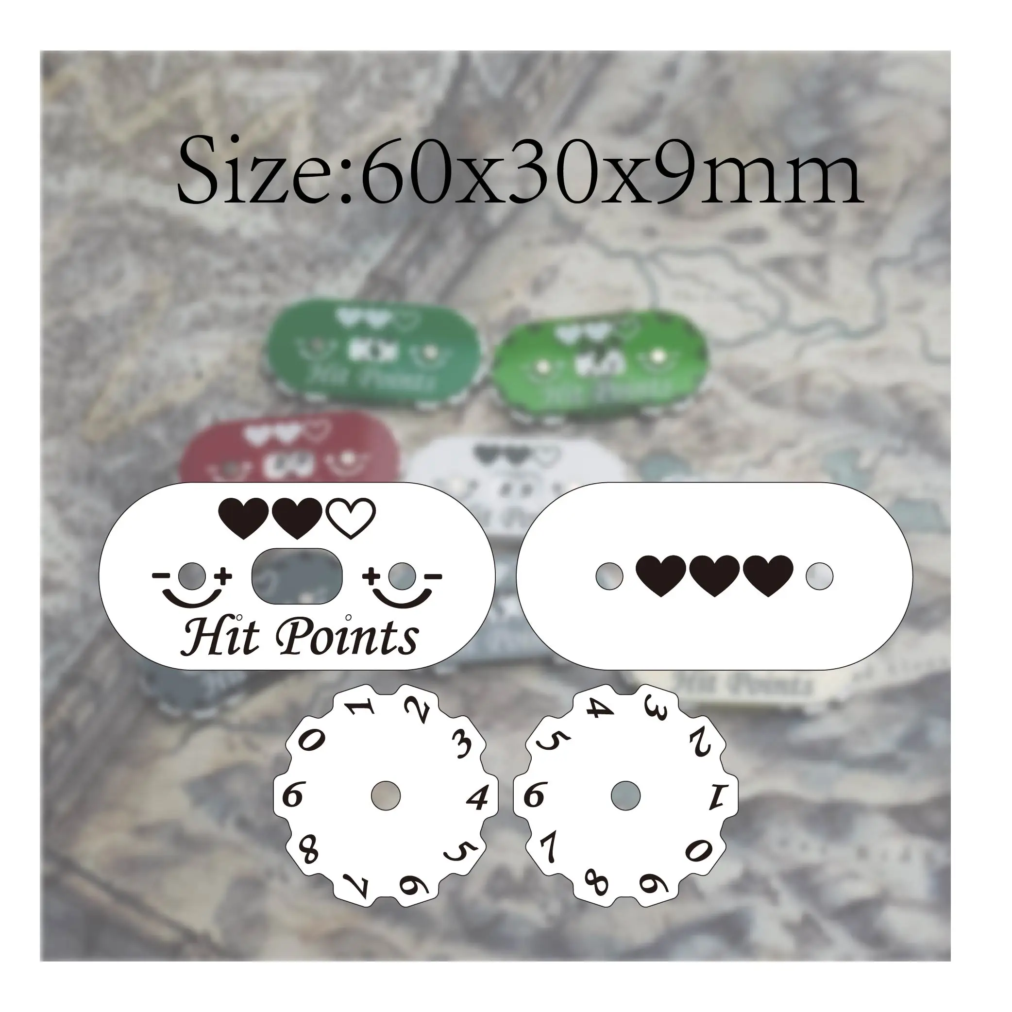 健康、ヒットポイント、魔法のためのプレミアム60x 30mm - Game Token Counter のレビューと価格