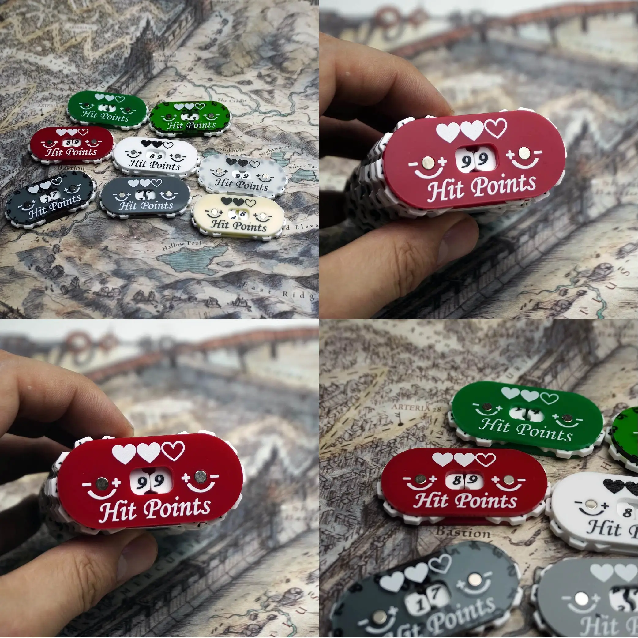健康、ヒットポイント、魔法のためのプレミアム60x 30mm - Game Token Counter のレビューと価格