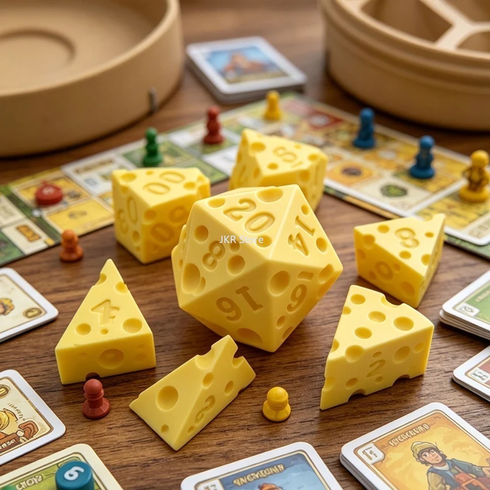 クリエイティブな不規則なチーズ型ダイスセット D4 D20  - Board Game Dnd のレビューと価格