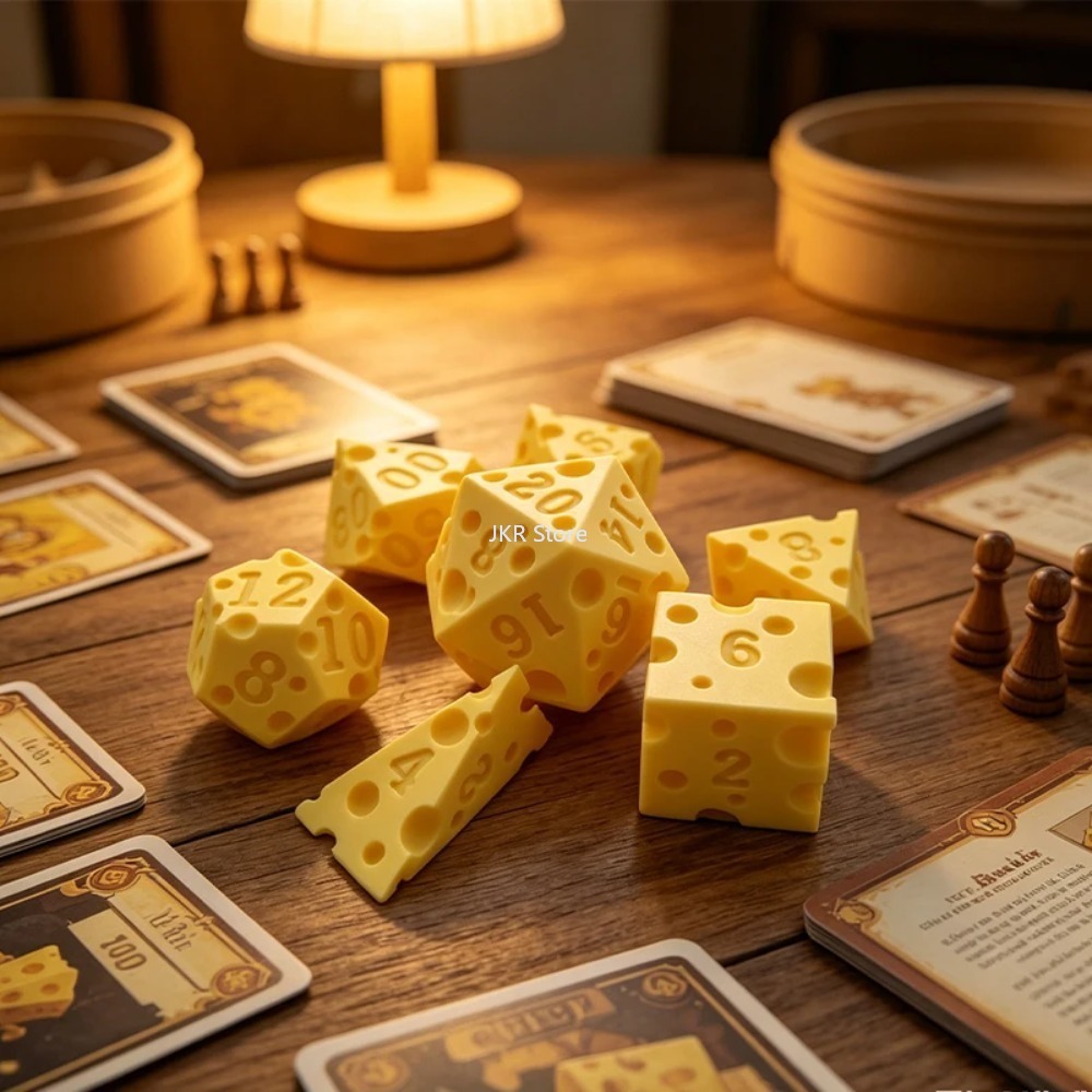 クリエイティブな不規則なチーズ型ダイスセット D4 D20  - Board Game Dnd のレビューと価格