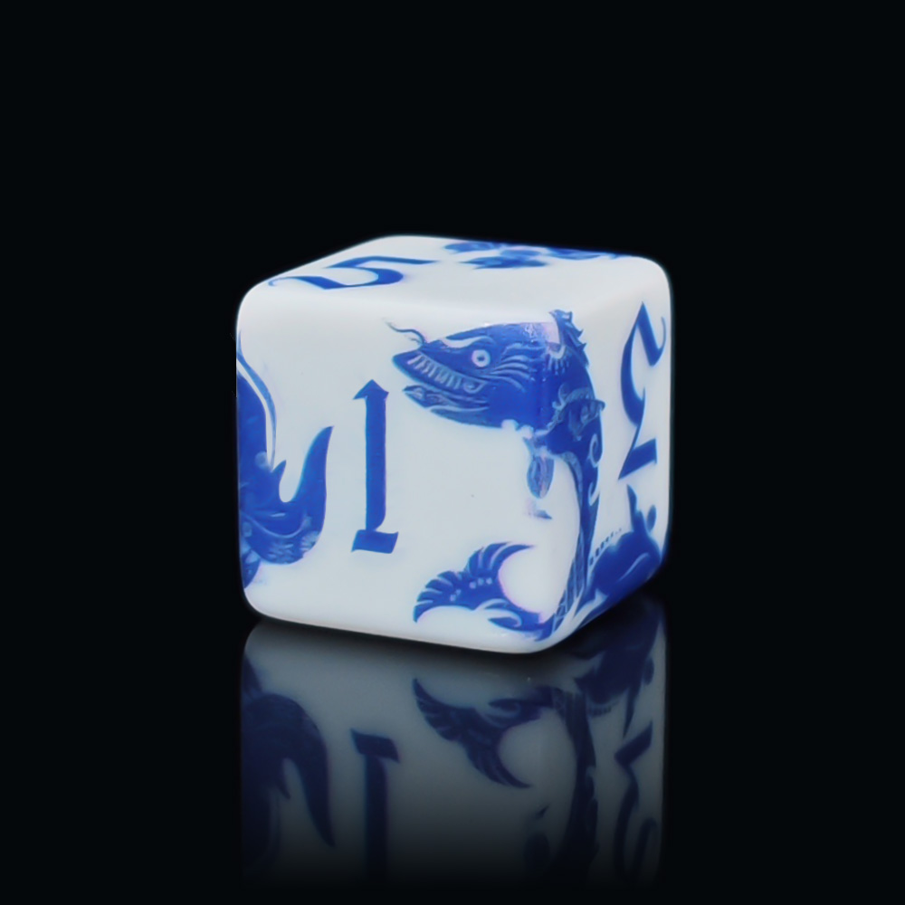 12個入り青と白の磁器鯉魚D6ダイス、中国風16MM正方形ア - Board Game Dnd のレビューと価格