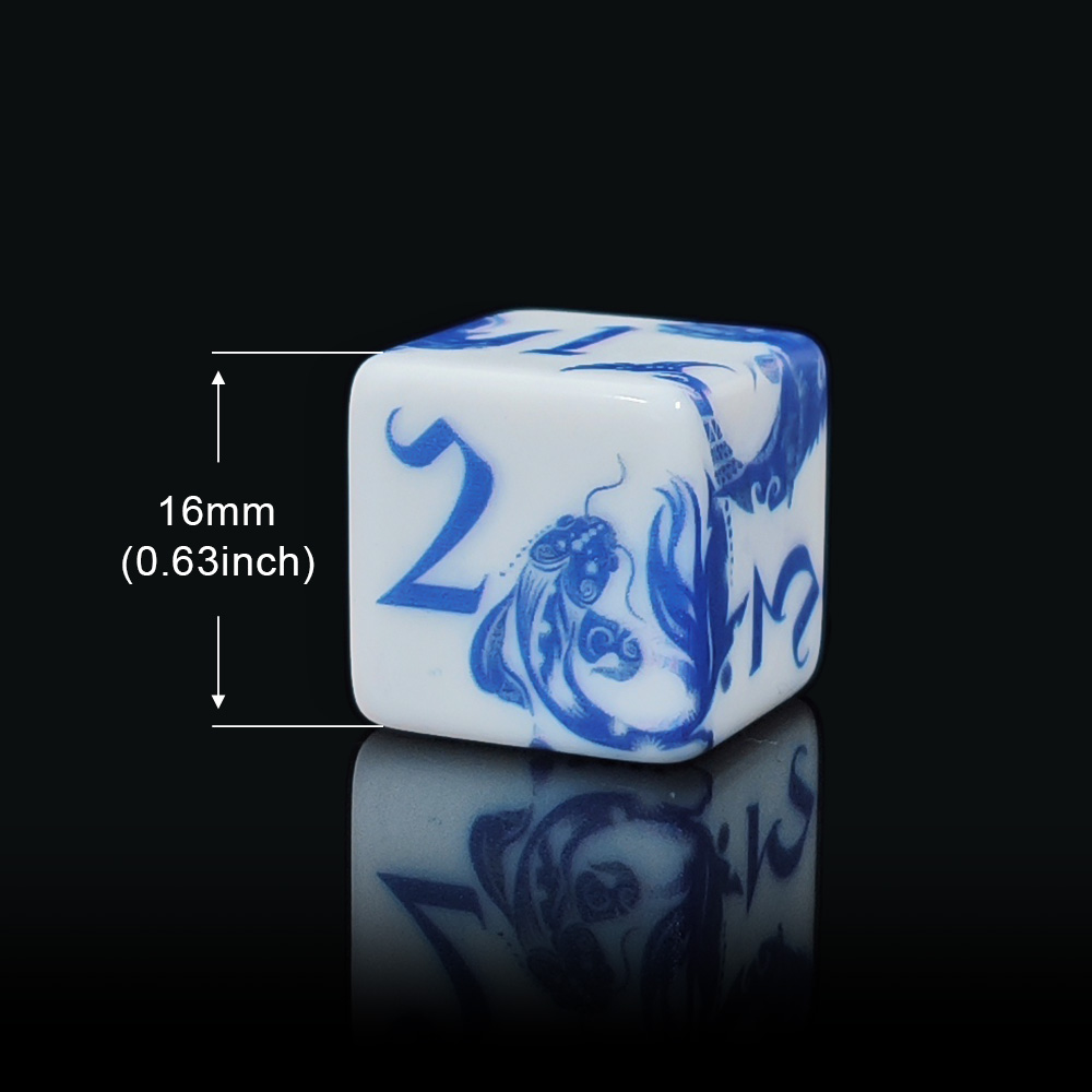12個入り青と白の磁器鯉魚D6ダイス、中国風16MM正方形ア - Board Game Dnd のレビューと価格
