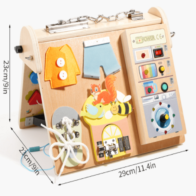 木製4in1ビジーボード LEDライト付き 子供早期教育玩具 - Board Game Life のレビューと価格
