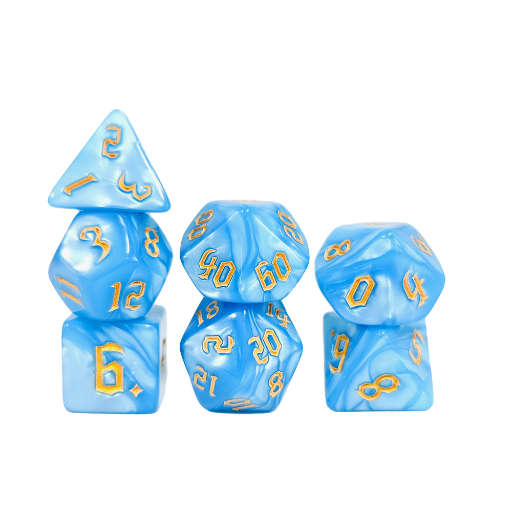 7個入りダークブルーの渦巻き模様ダイスセット、大理石模様のア - Board Game Dnd のレビューと価格