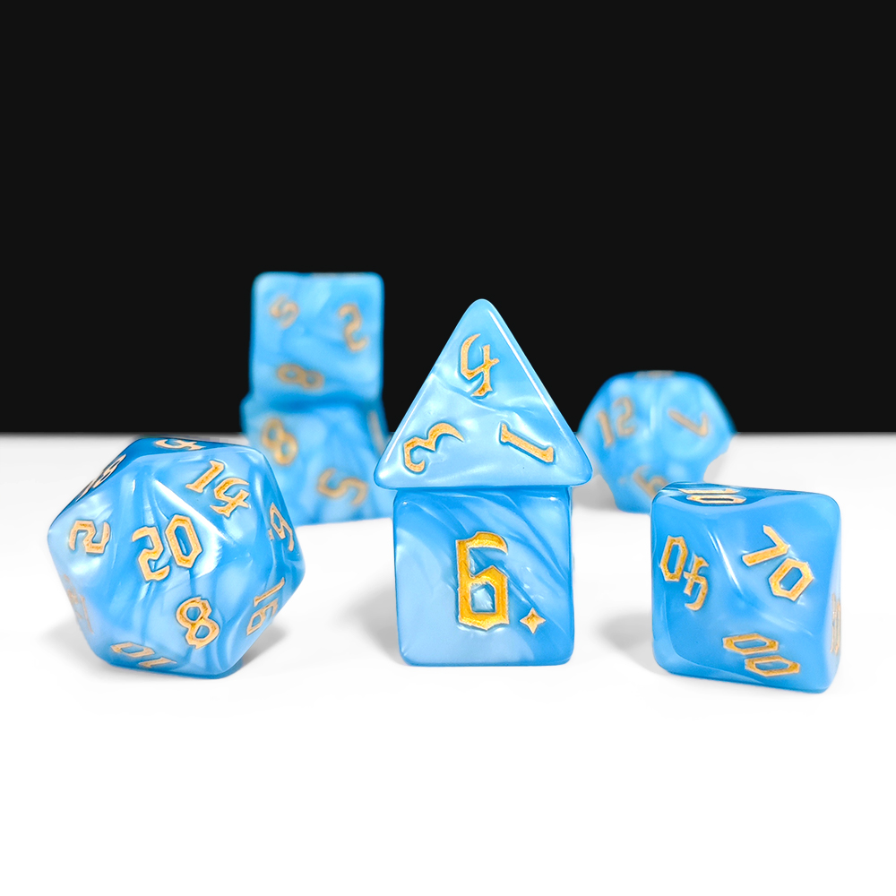 7個入りダークブルーの渦巻き模様ダイスセット、大理石模様のア - Board Game Dnd のレビューと価格