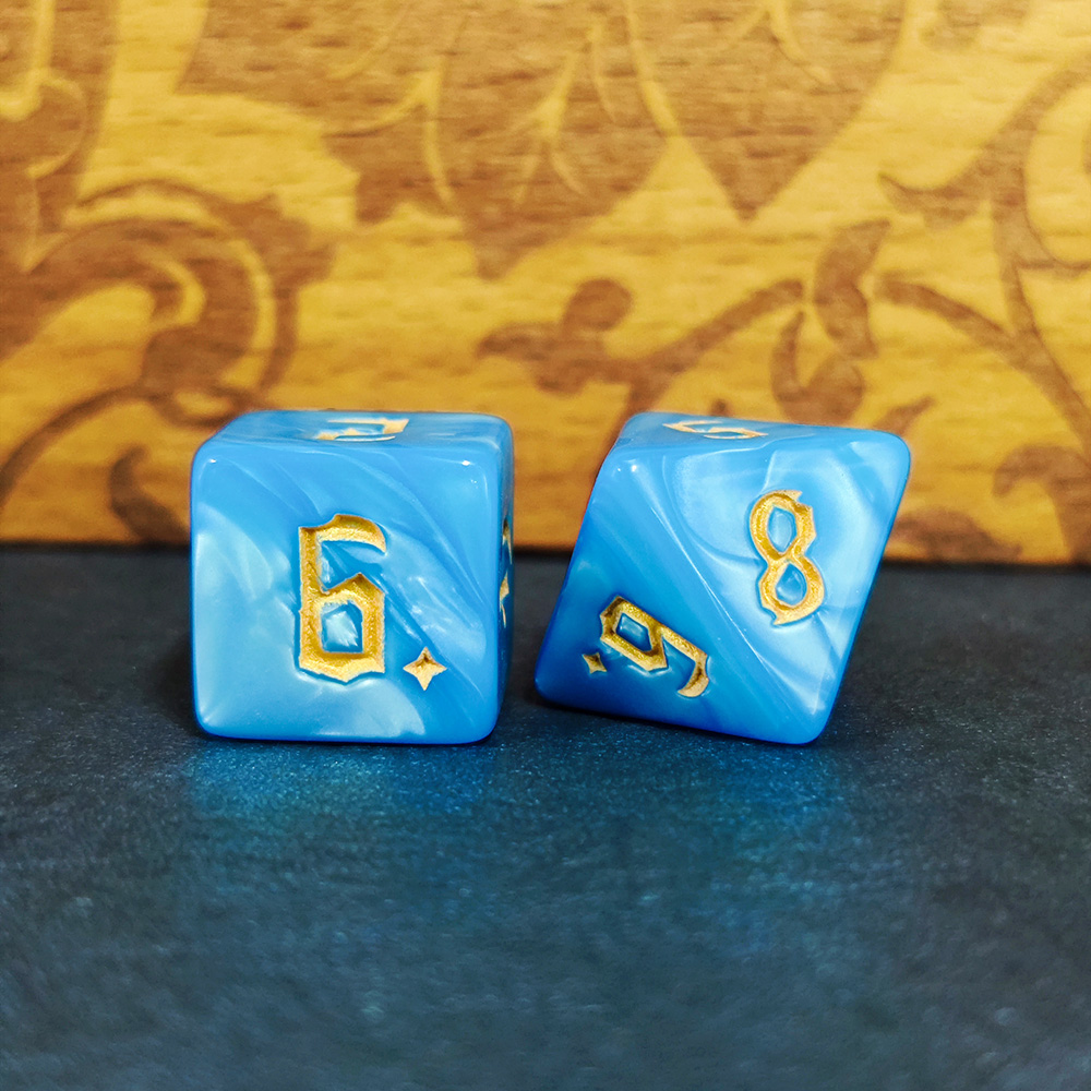 7個入りダークブルーの渦巻き模様ダイスセット、大理石模様のア - Board Game Dnd のレビューと価格